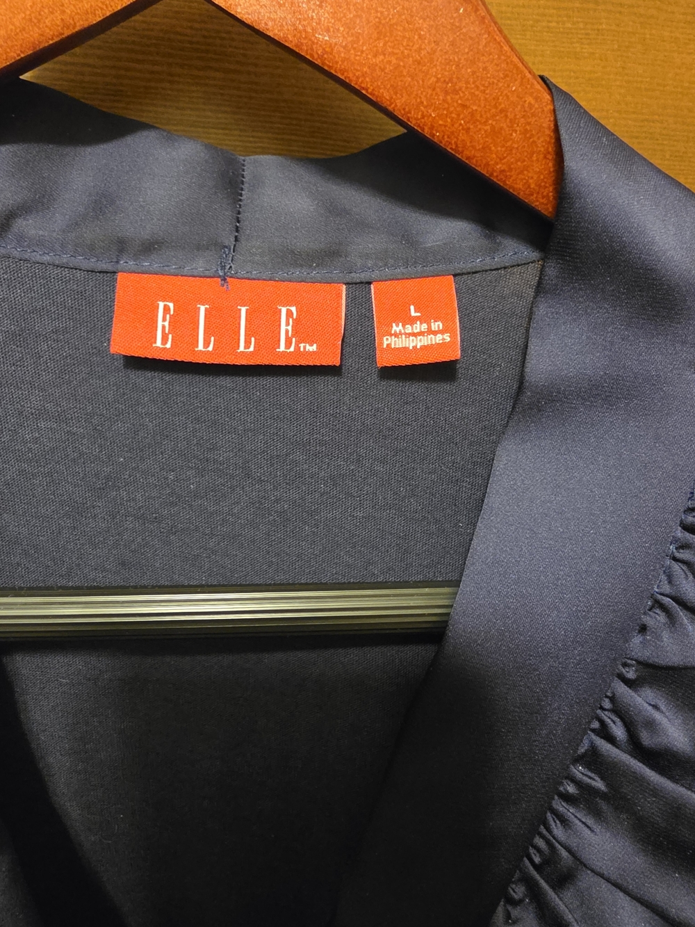 ELLE Navy Ruffle-Trim Top - Picture 2 of 2